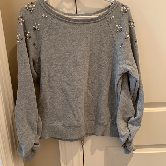Stella & Dot Comfy Gray Embellished Sweatshirt - Picture 1 of 1